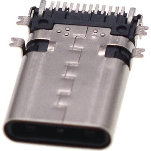 10pcs USB 3.1 Type C Connector 12 Pin Female Socket Receptacle Through Holes PCB 180 Vertical Shield