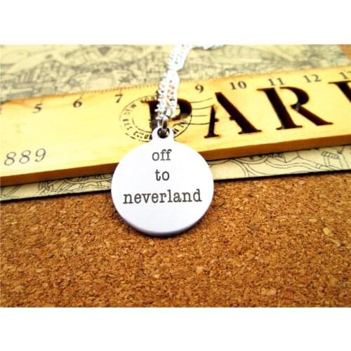 3pcs/lot Fashion stainless steel necklace "off to neverland" Pendant necklace Jewelry Gift more style for choosing