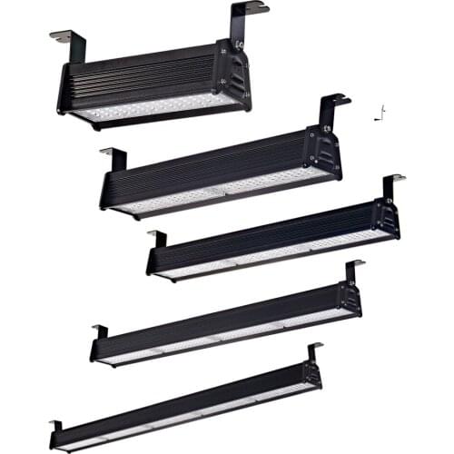 4ft 5ft Linear High Bay Lighting Fixture Designed Light Angle for Warehouse 1-10V Motion Sensor IP65 Industrial Lamp