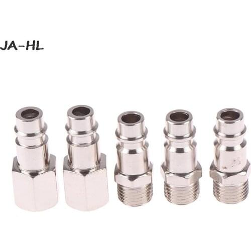 5pcs New Hot Sale Femal/Male 1/4" BSP Air Line Hose Compressor Connectors Silver Euro Male Quick Release Fittings Wholesale