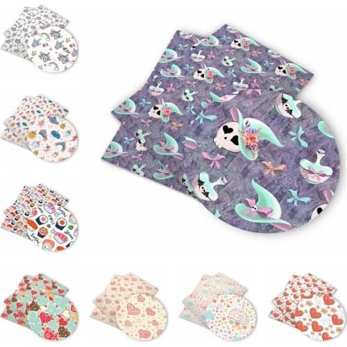 Huangtao Diy accessories 30*136cm Printed Faux Synthetic Leather for Bow,DIY handmade Materials