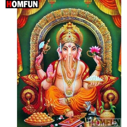 HOMFUN Full Square/Round Drill 5D DIY Diamond Painting "Religious elephant" Embroidery Cross Stitch 5D Home Decor Gift A08879