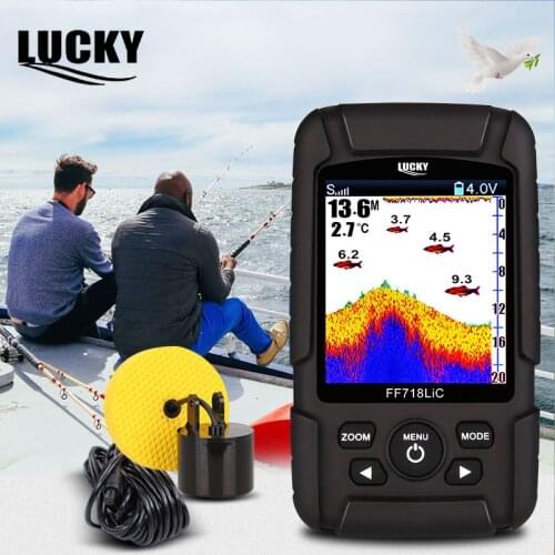 LUCKY Wireless Fish Finder Sonar for fishing Echo Sounder Echo Sonar Sensor Ice Fishing Color 2.8" LCD 328ft/100m FF718LiC-T