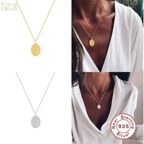 BOAKO Ins Eye Totem Necklace For Women 2020 Silver 925 Jewelry Necklace Charms Chains Fine Jewelry Choker Bijoux Femme #12.11