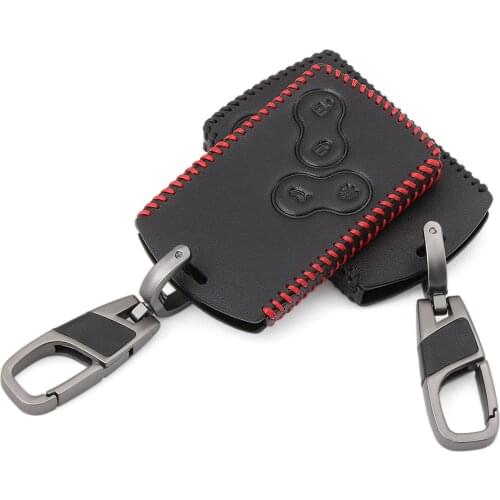 Leather car key Card Shell Case cover for Renault Clio Megane Grand Scenic 4 button Car key cover case