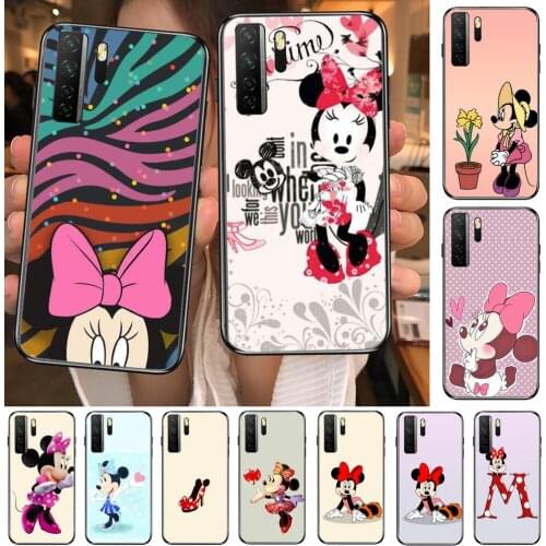 Minnie Mouse Letter Black Soft Cover The Pooh For Huawei Nova 8 7 6 SE 5T 7i 5i 5Z 5 4 4E 3 3i 3E 2i Pro Phone Case cases