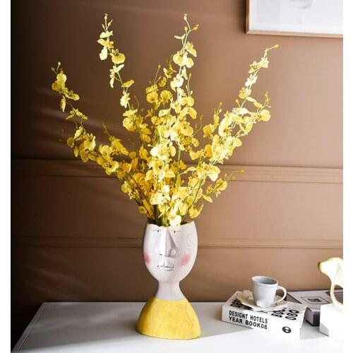 Art Portrait Head Flower Pot Family Planter Vase Sculpture Resin Human Face Handmade Garden Storage Pot Flower Arrangement Home