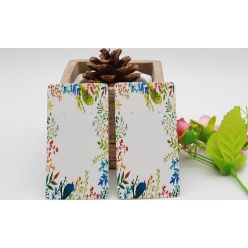 Hot Sale 100pcs 4.5x8.5cm Paper Jewelry Earring Packaging Cards Colorful Pattern Printed Ear Stud Display Cards for Long Earring