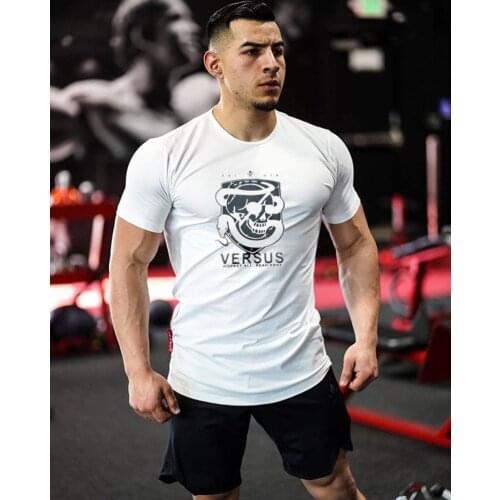 Men Short Sleeve Tshirt Graphic T Shirts Workout Fitness Streetwear Shirt for Men Bodybuilding Muscle T-shirt