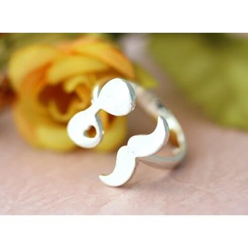 Hot Selling Fashion Women Men Rings Jewelry Retro Fun Glasses Beard Ring super personality Finger Ring