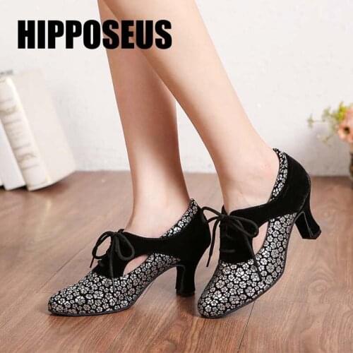 Hipposeus New Latin Women Dance Shoes Girls Ballroom Salsa Tango Dancing Shoes Ladies Soft Sole Modern Dance Shoes Professional