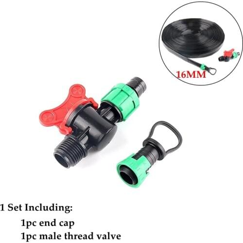 2~100pcs 16mm Micro Irrigation Drip Tape Male Thread Valve Connector Soaker Greenhouse Watering Patch Tape Hose End Cap Joints