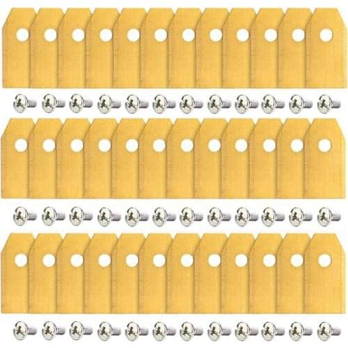 60Pcs 0.75MM Titanium Coated Stainless Steel Lawn Mower Blade Replacement + Screw Parts for Husqvarna Automower