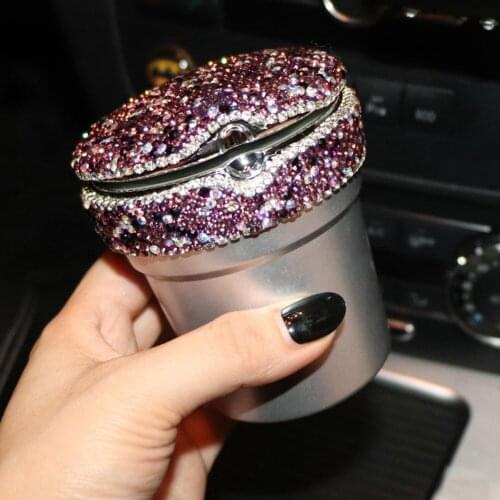 Car Cute Diamond Tissue Box Car Decoration Bling Car Supplies Creative Ashtray Purple Suit for Girls for Home