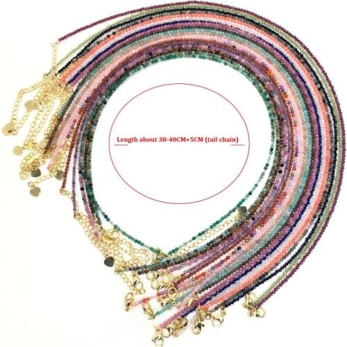 Fashion Faceted Gemstones 2-3mm beads Necklace Pink Quartz Crystal Tourmaline lapis lazuli Choker Men Female Jewelry Party Gift