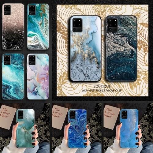 Marble Phone case For Samsung Galaxy Note 4 8 9 10 20 S8 S9 S10 S10E S20 Plus UITRA Ultra black pretty bumper 3D coque painting