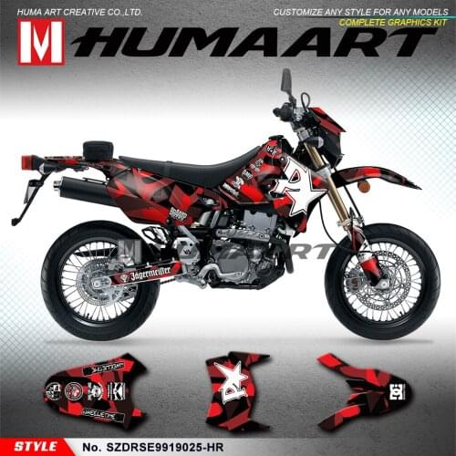 HUMAART Off-road Graphics Custom Stickers Set for DRZ400SM DRZ400E DRZ 400 SM Enduro DRZ400 SM E 1999 up to 2019 KLX 400R 02-04