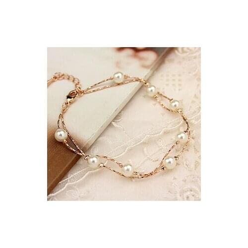 R.A Rose gold color Cheap Simulated- Pearl Bracelet, Environmental Alloy Material, FB003