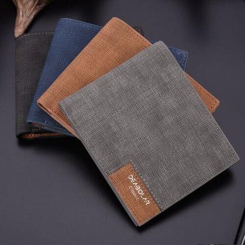 New mens short wallet Japanese and Korean retro youth wallet ultra-thin mens horizontal wallet