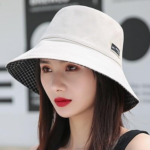 Trendy Cotton Wide Brim Plain Bucket Hat Rollable Fisherman Sun Cap Beach Headwear Holiday Travel Cap For Women Teens Girls