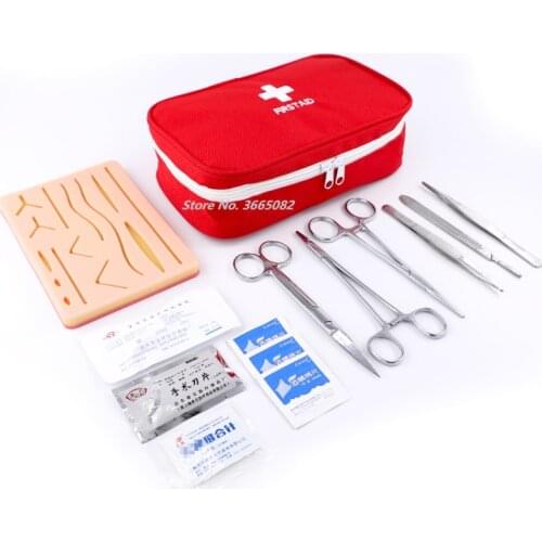 Silica gel vulnus skin model block surgery suture practice instrument set medical students clear and create needle holding