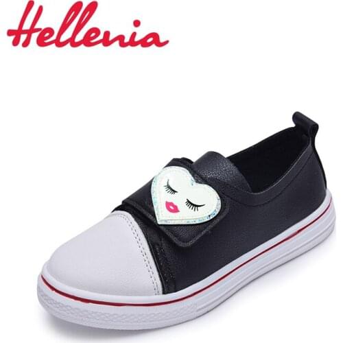 Hellenia Spring Kids Shoes Girls Children causal shoes boys hook loop black pink white comfortable slip on loafers size 26-36