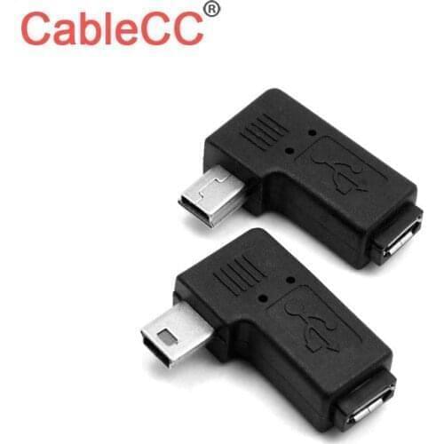 Xiwai 90 Degree Left & Right Angled Mini USB 5pin Male to Micro USB Female Data Sync Power Adapter