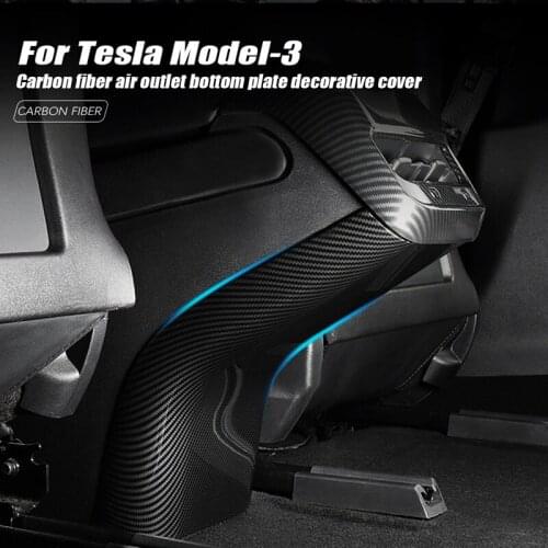 For Tesla Model 3 2019 2020 2021 Carbon Fiber Style ABS Rear Armrest Box Anti Kick Cover Trim
