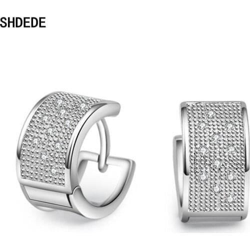 SHDEDE Hoop Earrings For Women Female Ladies Cubic Zirconia Accessories Korea Trendy Hot Fashion Jewelry Gifts -X086
