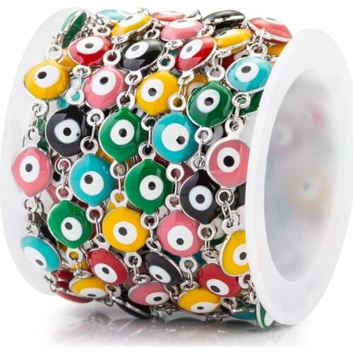 1M Steel Colorful Evil Eye Necklace Pendant Charm Evil Eye Bracelet Jewelry Necklaces For Women Men Accessories Suppliess 8mm