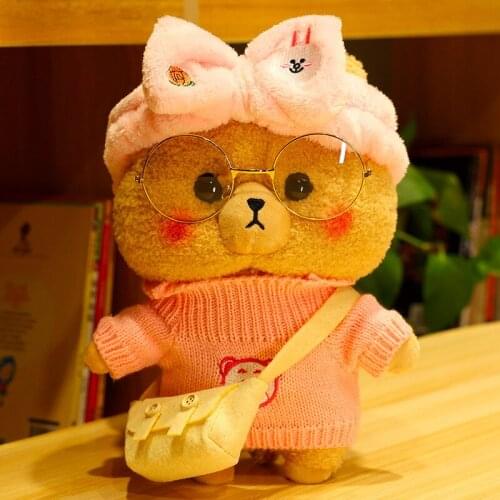 1 pc New 30CM Lovely Teddy Bear Plush Toys Stuffed Soft Animal With Clothes Kawaii Dolls For Kids Baby Children Valentine Gift