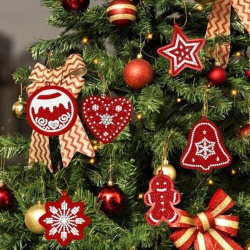 10pcs DIY Diamond Painting Christmas Tree Pendant Full Drills Special Shape Diamond Embroidery Christmas Decorations for Home