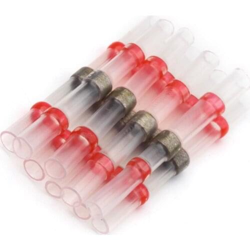 10pcs Red 3.0mm Heat Shrink Solder Terminals Electrical Wire Butt Splice Tinned Copper Soldering Terminal Connector Kits