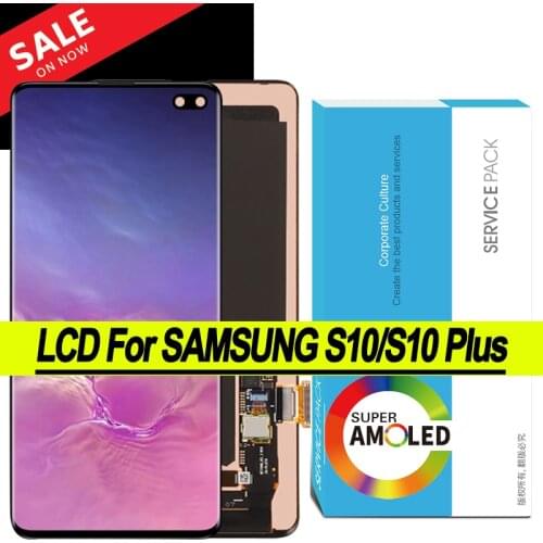 100% Original Amoled Display with frame Samsung Galaxy S10 Full LCD S10 Plus SM-G9750 G975F Touch Screen Digitizer Repair parts