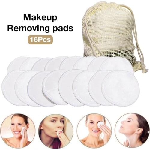16Pcs Reusable Bamboo Cotton Pads Washable Makeup Remover Pad Soft Face Skin Cleaner Facial Cleaning Facial Care Beauty Tool