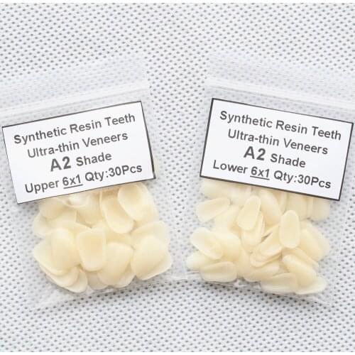 2 Packs Dental Ultrathin A2 Shade Upper & Lower Anterior Composite Synthetic Resin Teeth Veneers Tooth Restorative Whitening