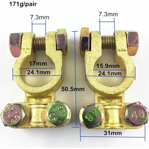 2X Solid Brass Heavy Duty Angle Battery Top Post Cable Terminal Wire Terminals Car Battery Connector Battery Terminal Battery Cl