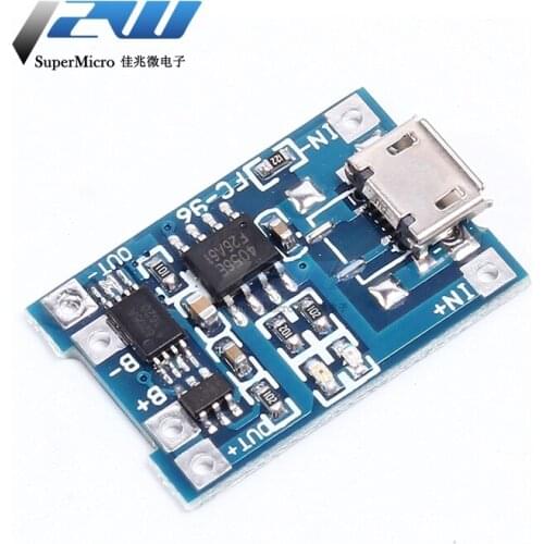 5pcs/lot Micro USB,5V 1A 18650 TP4056, Lithium Battery Charger Module, Charging Board with Protection, Dual Functions, 1A Li-ion