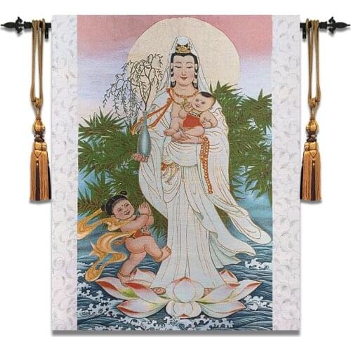 77*97Buddhism Guanyin Wall Tapestry Belgium Wall Carpet Moroccan Decor Home Decoration Wall Hanging Decorative Tapestries Fabric