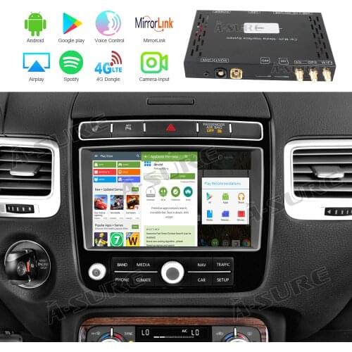 A-Sure Car Infotainment Systems Video Interface Android 9.0 Decoding Box GPS For VW Touareg RNS-850 2011-2018 4K 4G LTE SIM