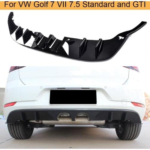 Car Rear Bumper Diffuser Lip Spoiler For Volkswagen VW Golf 7.5 Standard and GTI 2017 2018 Mid Outlet Black PP Rear Diffuser