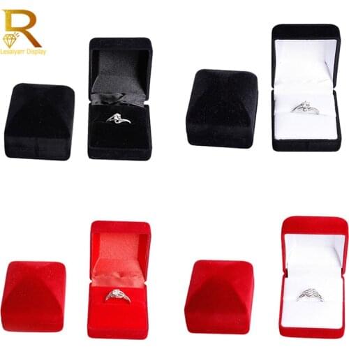 Wholesale Velvet Jewelry Earring Ring Display Storage Organizer Wedding Ring Case Holder 9 Color Gift boxes Jewelry Organizer