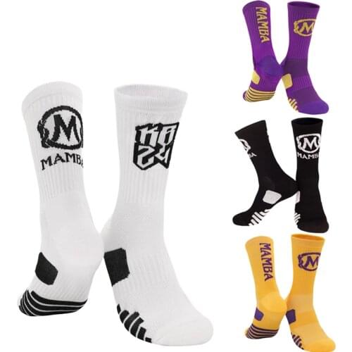 Basketball Socks Men Black Mamba Memorial Sports Socks White Black Purple Yellow