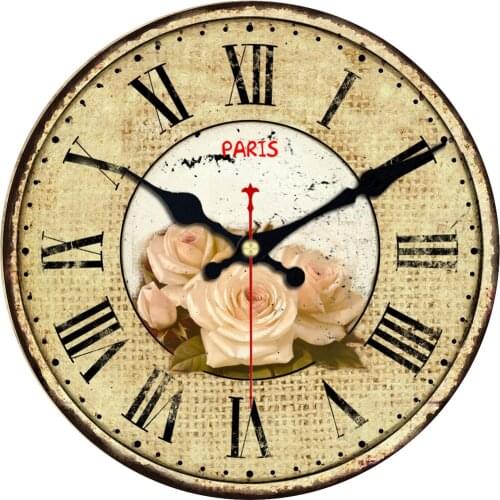 Wooden Wall Clock,14 Inch Flower Art Hanging Clock,silent Non-Ticking Battery Operated Wall Clock,great for Decorate Bedroom