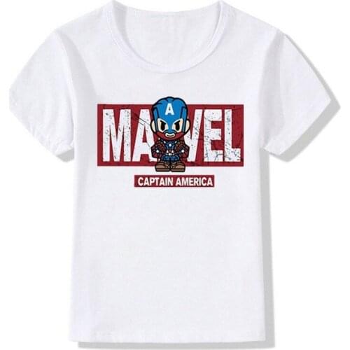 Disney Marvel Avengers Childrens Short-sleeved T-shirt Spiderman Iron Man Captain America Summer Print Anime Boys and Girls