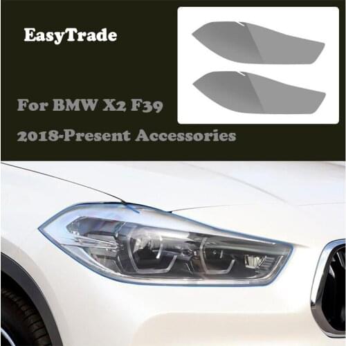 For BMW X2 F39 2017 2018 2019 2020 Accessories TPU Black Transparent Car Headlight Protective Film Protection Sticker 2 Pcs
