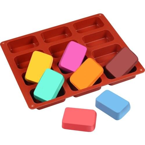 Hot 12-Cavity Square Shape Soap Mould Silicone Candle Mold Cake Cookie Tray Homemade Making DIY Ice Cube Candy Cupcake