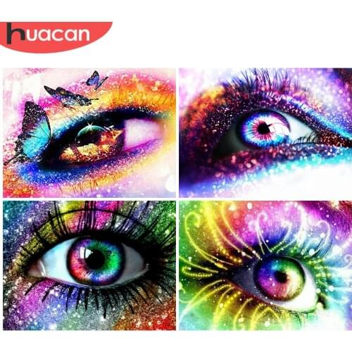 HUACAN DIY Diamond Painting Eyes Full Drill Square Round Diamond Embroidery Portrait 5D Cross Stitch Decoration Home
