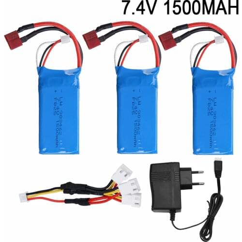 7.4V 1500mah Li-po Battery + charger for WLtoys 144001 V913 L959 L202 TY923 FT009 RC Boat for Q39 RC Car Spare Parts