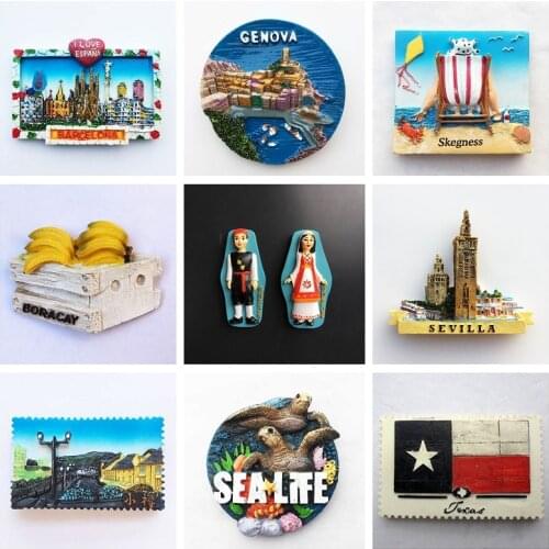 Fridge Magnet Souvenir Greece Japan England Italy Spain Sevilla Australia Malives Refrigerator Sticker Resin magnets craft Gifts